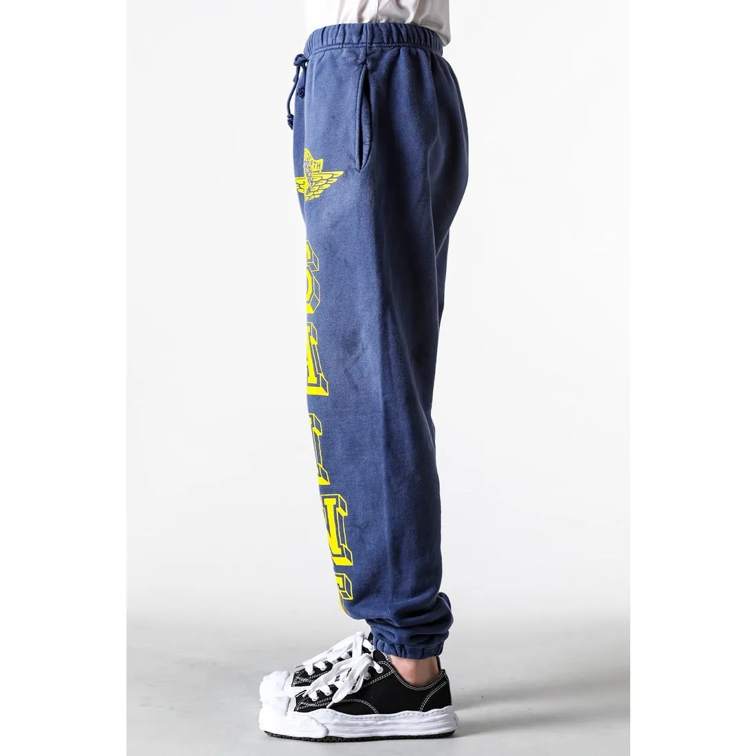 SAINT M×××××× ANGEL SWEATER PANTS/NAVY Angel Reborn Blue Sweatpants Washed Blue S-XL Assute Garment Dyeing Full Clothes Water Fading Dirty and Distressed New Vintage Ceiling God Cut Original Same Style